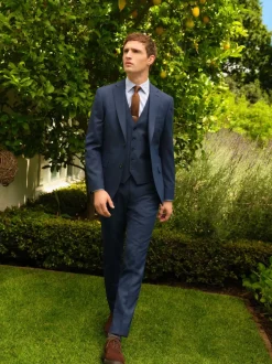 Bleu - Slim Fit (Slim Fit) - Veste de costume texturée en laine Blend