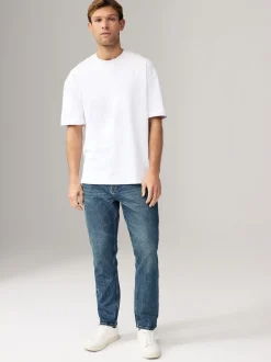 Bleu - Slim Fit (Slim Fit) - délavé vintage Denim Jeans