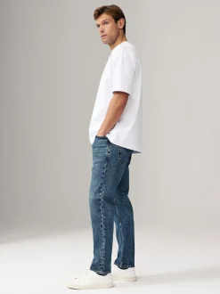 Bleu - Slim Fit (Slim Fit) - délavé vintage Denim Jeans