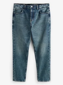 Bleu - Slim Fit (Slim Fit) - délavé vintage Denim Jeans