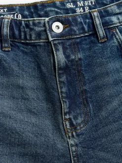 Bleu - Slim Fit (Slim Fit) - délavé vintage Denim Jeans