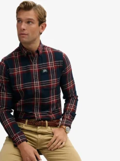 Bleu - Superdry Chemise Lumberjack en coton à manches longues