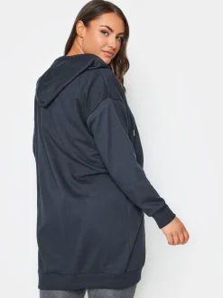 Bleu - Sweat à capuche Yours Curve zippé coupe longue