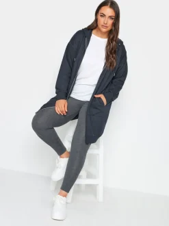 Bleu - Sweat à capuche Yours Curve zippé coupe longue