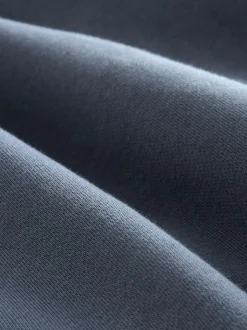 Bleu - Sweat à col cheminée zippé en jersey riche en coton