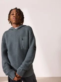 Bleu - Sweat-shirt à capuche en maille utilitaire (3-16ans)