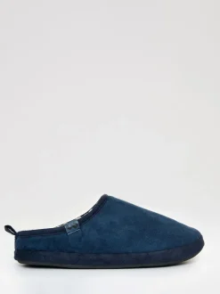 Bleu - Threadbare Faux suède Chaussons mule doublés de fausse fourrure