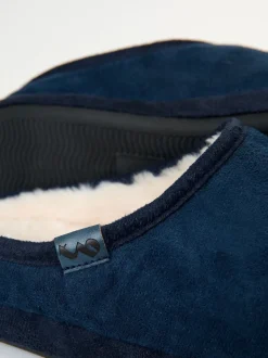 Bleu - Threadbare Faux suède Chaussons mule doublés de fausse fourrure