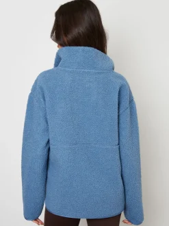 Bleu - Threadbare Half Zip Borg Fleece