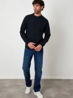 Bleu - Threadbare Pulls ras du cou en maille côtelée à manches raglan