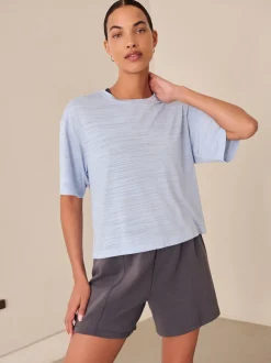 Bleu - T-shirt Active Crew Neck léger à manches courtes