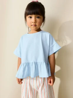 Bleu - T-shirt péplum à manches courtes (3mois-7ans)