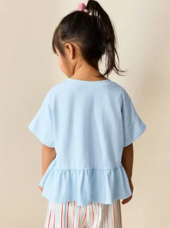 Bleu - T-shirt péplum à manches courtes (3mois-7ans)