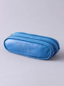 Bleu - Étui Lakeland en cuir à deux verres