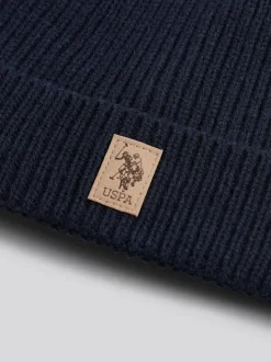 Bleu - U.S. Polo Assn. Bonnet Signature Double Horsemen en maille