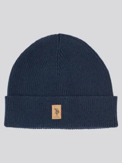 Bleu - U.S. Polo Assn. Ensemble bonnet et écharpe en maille côtelée de luxe pour homme