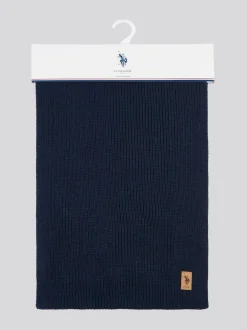 Bleu - U.S. Polo Assn. Mens Winter Rib Knit Noir Écharpe