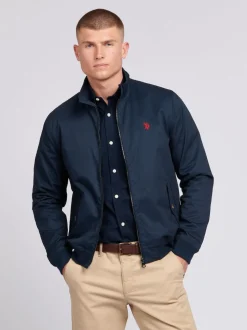 Bleu - U.S. Polo Assn. Veste Harrington en sergé de coton 100% pour hommes