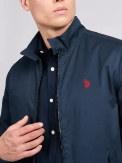 Bleu - U.S. Polo Assn. Veste Harrington en sergé de coton 100% pour hommes