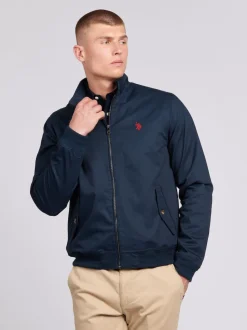 Bleu - U.S. Polo Assn. Veste Harrington en sergé de coton 100% pour hommes