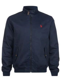 Bleu - U.S. Polo Assn. Veste Harrington en sergé de coton 100% pour hommes
