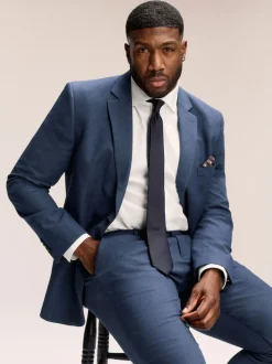 Bleu - Veste de costume extensible Ajusté aux Muscles Motionflex