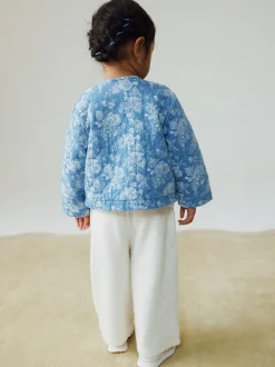 Bleu - Veste matelassée en jacquard Denim (3mois à7ans)