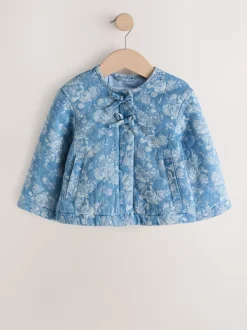 Bleu - Veste matelassée en jacquard Denim (3mois à7ans)
