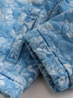 Bleu - Veste matelassée en jacquard Denim (3mois à7ans)