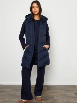 Bleu - Veste matelassée sans manches Threadbare coupe longue