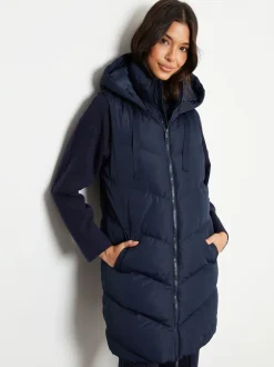 Bleu - Veste matelassée sans manches Threadbare coupe longue