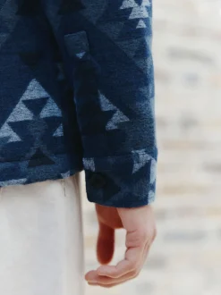 Bleu - Veste-chemise Navajo style Borg doublée