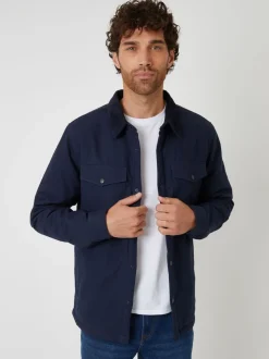 Bleu - Veste-chemise Threadbare doublée de peau de mouton