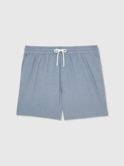 Bleu avio - Short de bain à cordon imprimé géométrique Reiss Tito