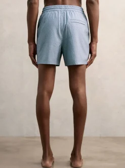 Bleu avio - Short de bain à cordon imprimé géométrique Reiss Tito