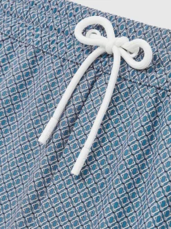 Bleu avio - Short de bain à cordon imprimé géométrique Reiss Tito