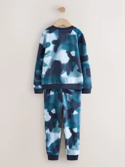 Bleu camouflage Spray - Pyjama simple en laine polaire (3-16yrs)