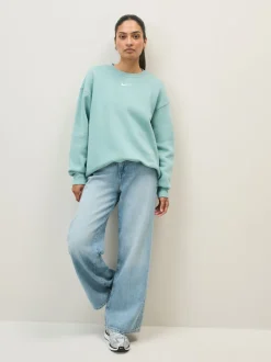 Bleu Cannon - Sweat-shirt Nike en polaire oversize à col rond