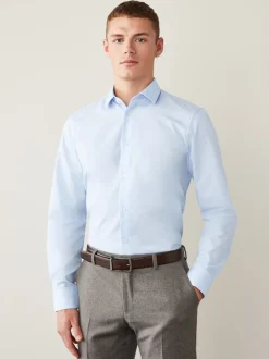 Bleu clair - Ajustement régulier - Chemises intelligentes faciles d’entretien à poignets simples