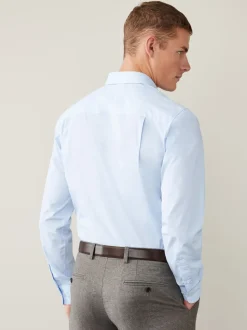 Bleu clair - Ajustement régulier - Chemises intelligentes faciles d’entretien à poignets simples