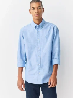 Bleu clair - Ajustement régulier - Chemise Oxford à manches longues
