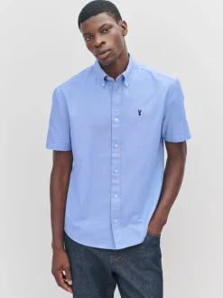 Bleu clair - Ajustement régulier - Chemise Oxford à manches courtes