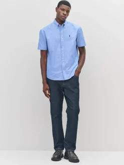 Bleu clair - Ajustement régulier - Chemise Oxford à manches courtes