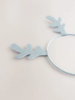 Bleu clair - Bandeau pailleté à motif renne de Noël avec Antler