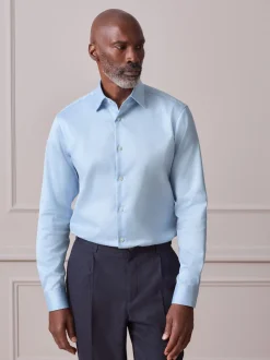 Bleu clair - Chemise Signature en coton satiné