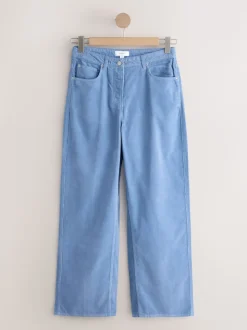 Bleu clair - Pantalon large en velours côtelé