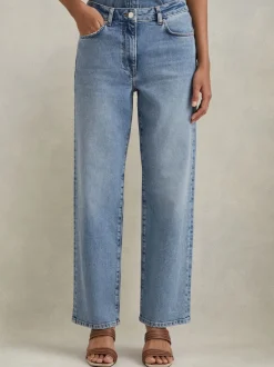Bleu clair - Reiss Selin Rise Straight Leg Jeans