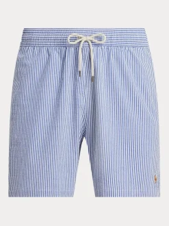 Bleu clair - Short de bain Polo Ralph Lauren Traveler Classic en seersucker à logo