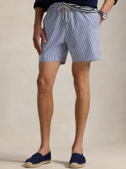 Bleu clair - Short de bain Polo Ralph Lauren Traveler Classic en seersucker à logo