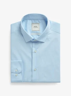 Bleu clair - Skinny Fit (Skinny Fit) - Chemises intelligentes faciles d’entretien à poignets simples